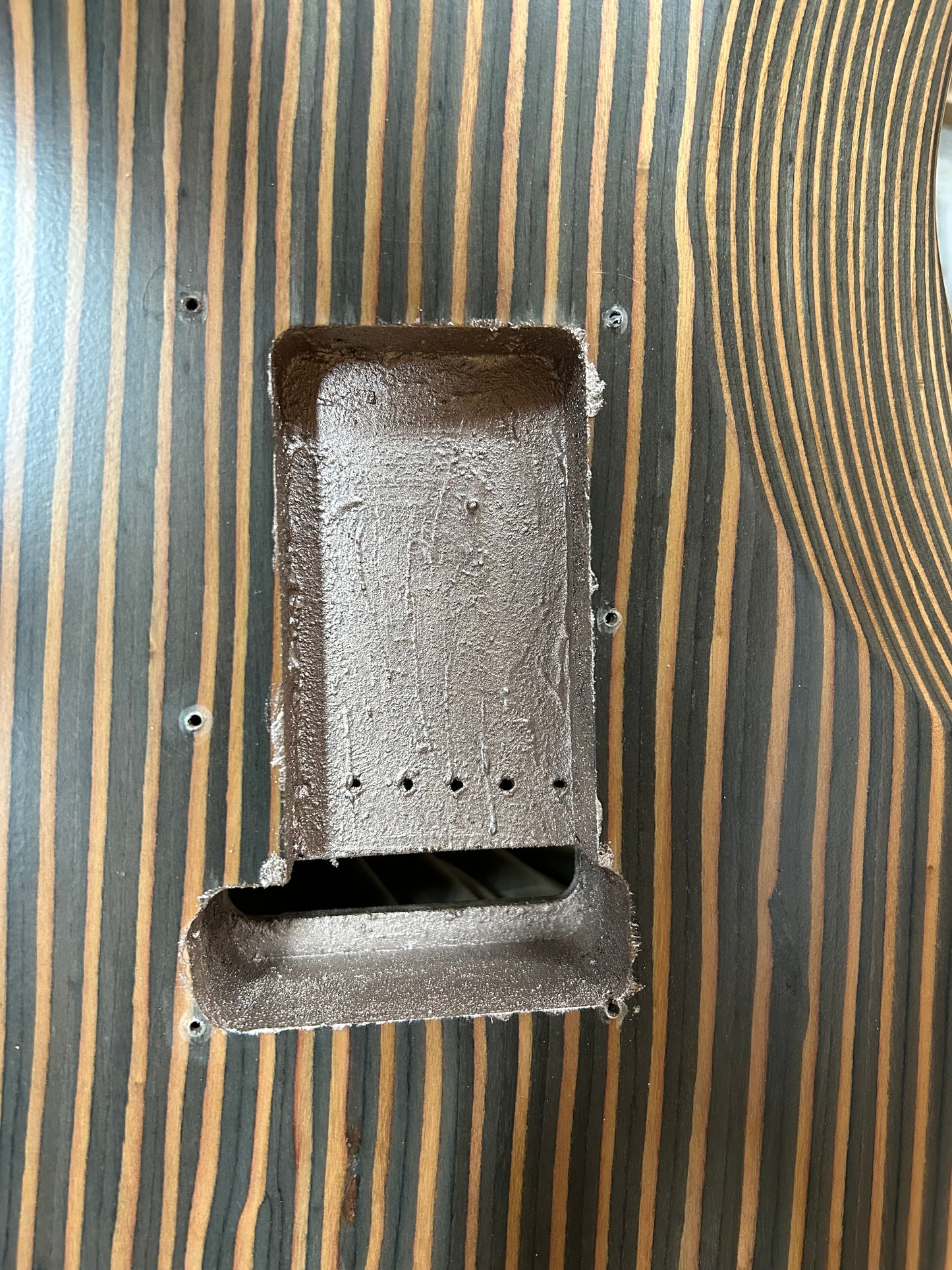 Double-cut all Zebrawood guitar